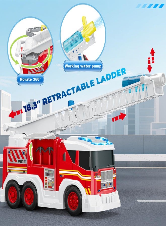 Letapapa Fire Truck Toy for 3 4 5 6 Year Old Boy Gift, Toddler Toys For 3 4 5 Years Old Boy Christmas Birthday Gift, Indoor Firetruck Toy For Kids 3-6 Year Old Role Playing With Ladder, Sounds And Lights - Image 5